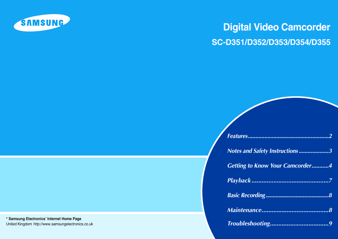 Samsung SC-D351 manual Digital Video Camcorder 