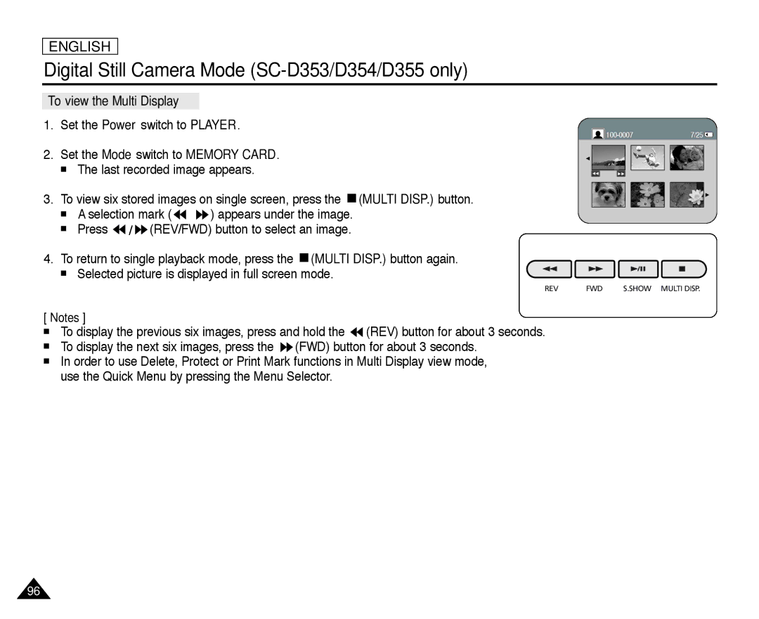 Samsung SC-D352, SC-D355, SC-D354 manual To view the Multi Display 