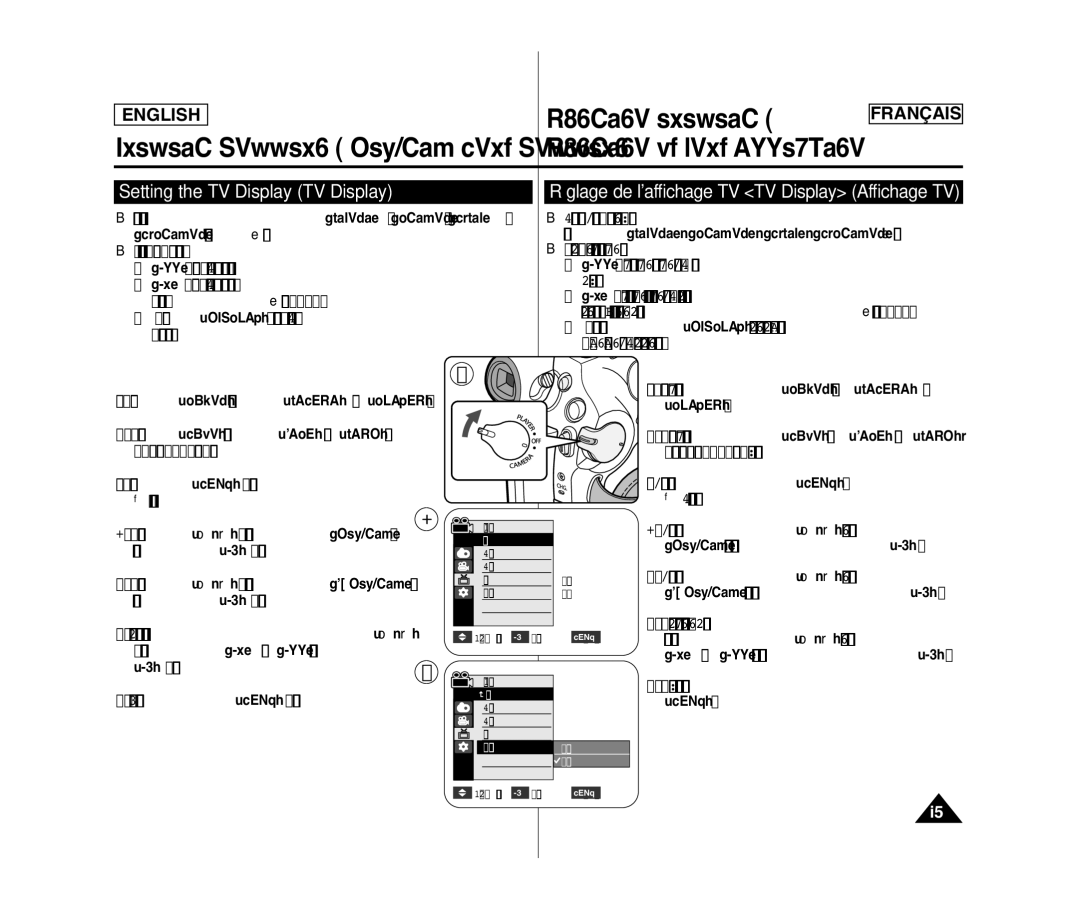 Samsung SC-D372, SC-D371, SC-D975 Setting the TV Display TV Display, Réglage de laffichage TV TV Display Affichage TV 