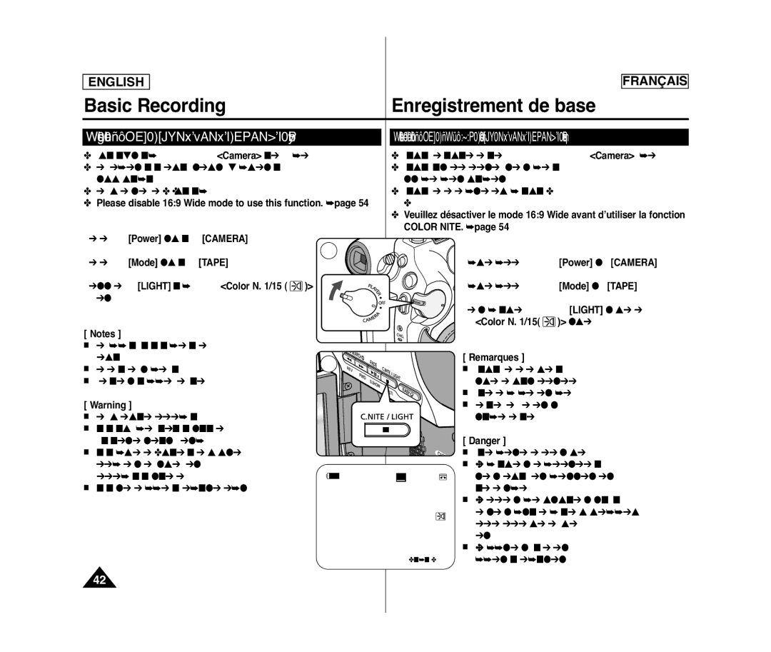 Samsung SC-D375(H), SC-D371 Using the Light SC-D372/D375H/D975 only, Press the Light button until Color N /15 appears 