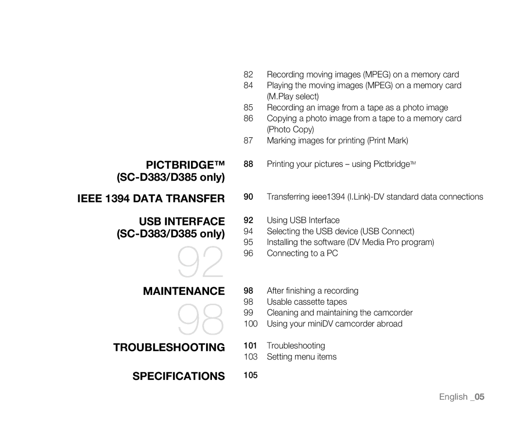 Samsung SC-D381 user manual Ieee 1394 Data Transfer 