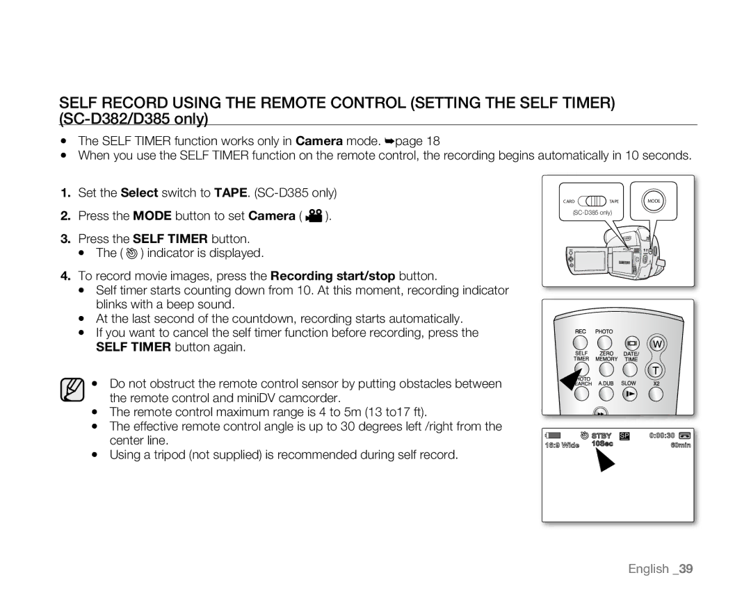 Samsung SC-D381 user manual Wide 