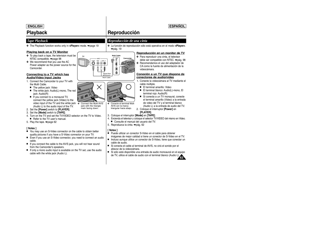 Samsung D965, SC-D963 manual Tape Playback, Reproducción de una cinta 