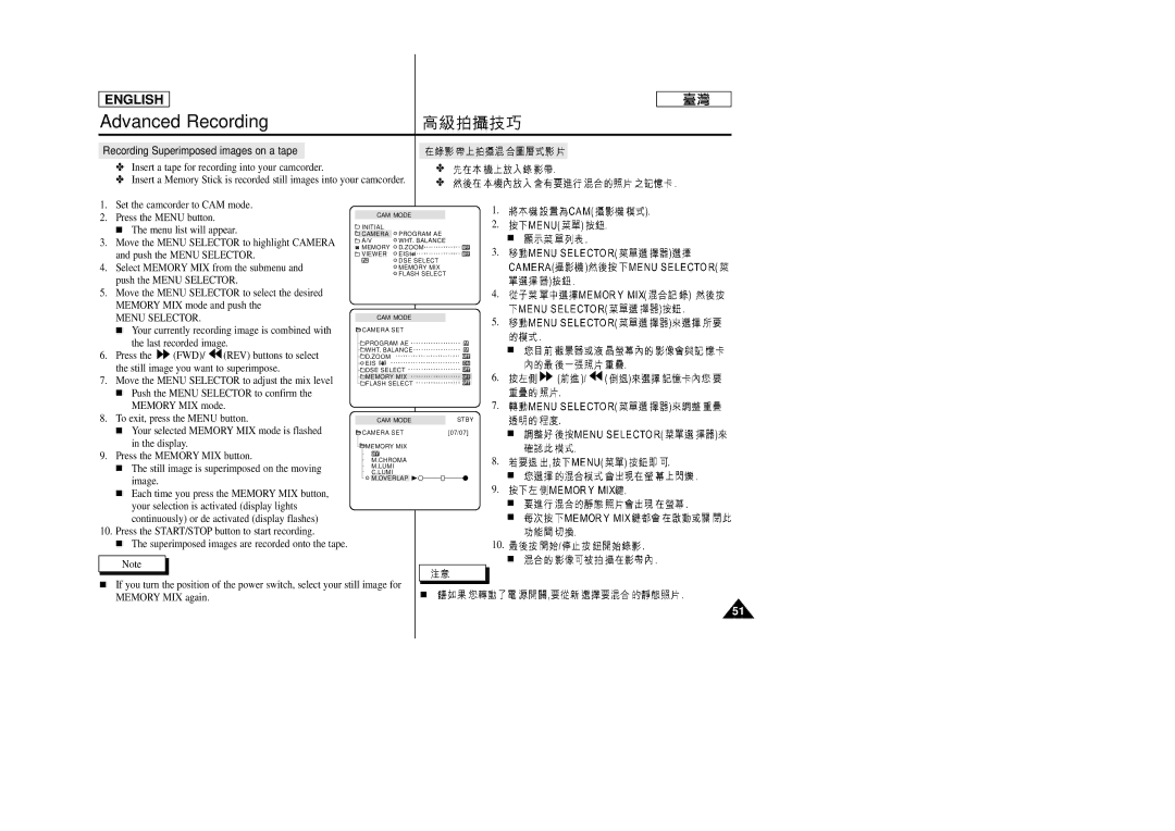 Samsung SC-D99 manual Menu Selector 