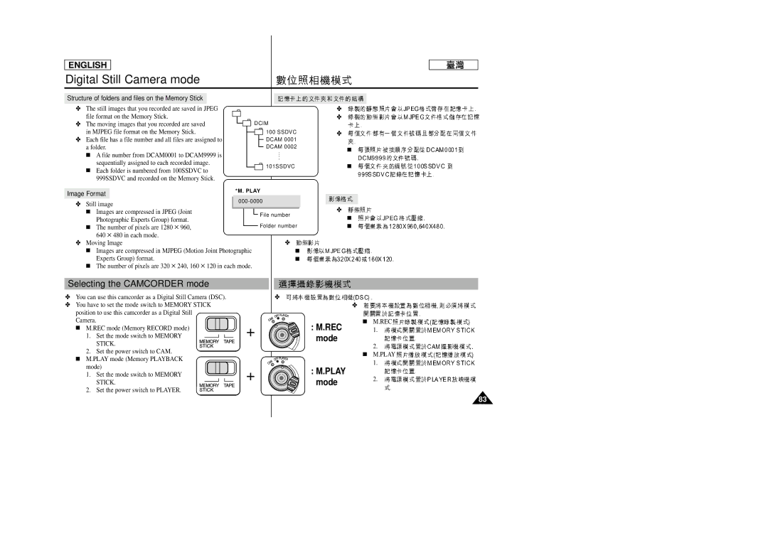 Samsung SC-D99 manual Selecting the Camcorder mode, Image Format 