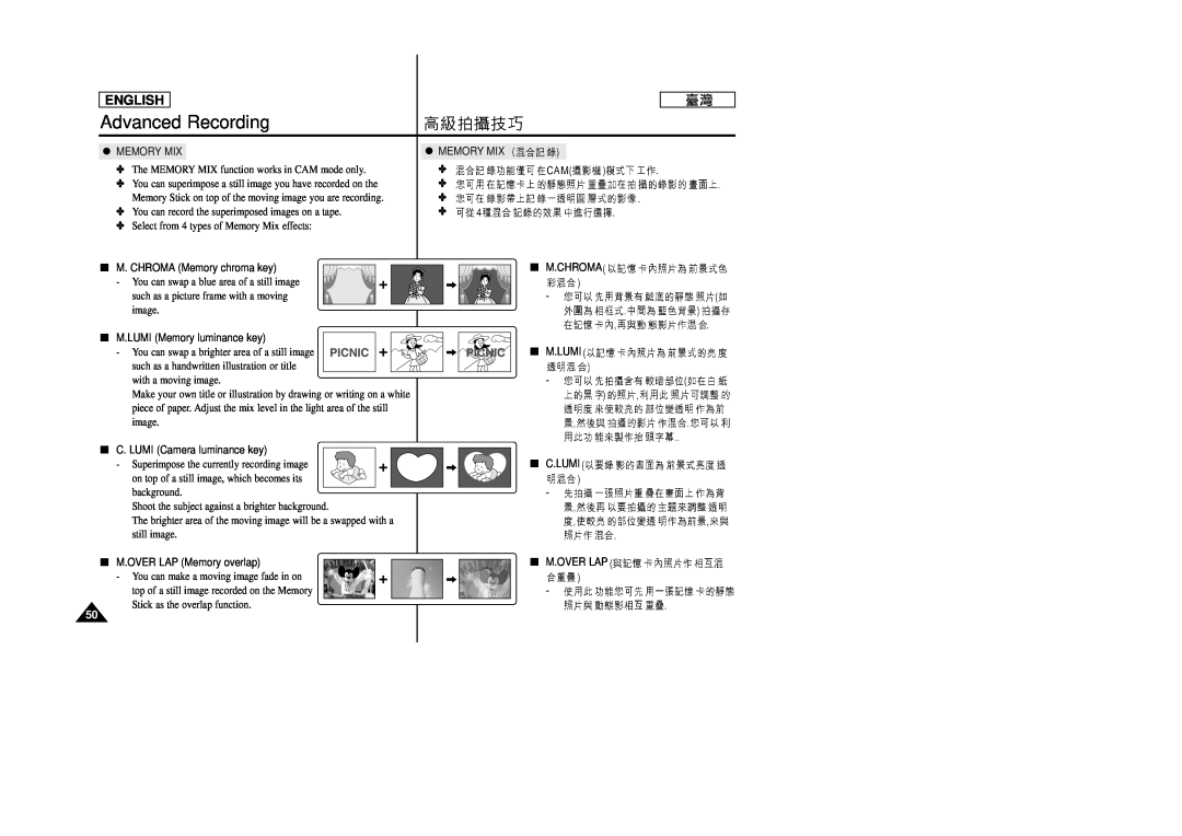 Samsung SC-D99 manual Advanced Recording, English, M.Chroma 