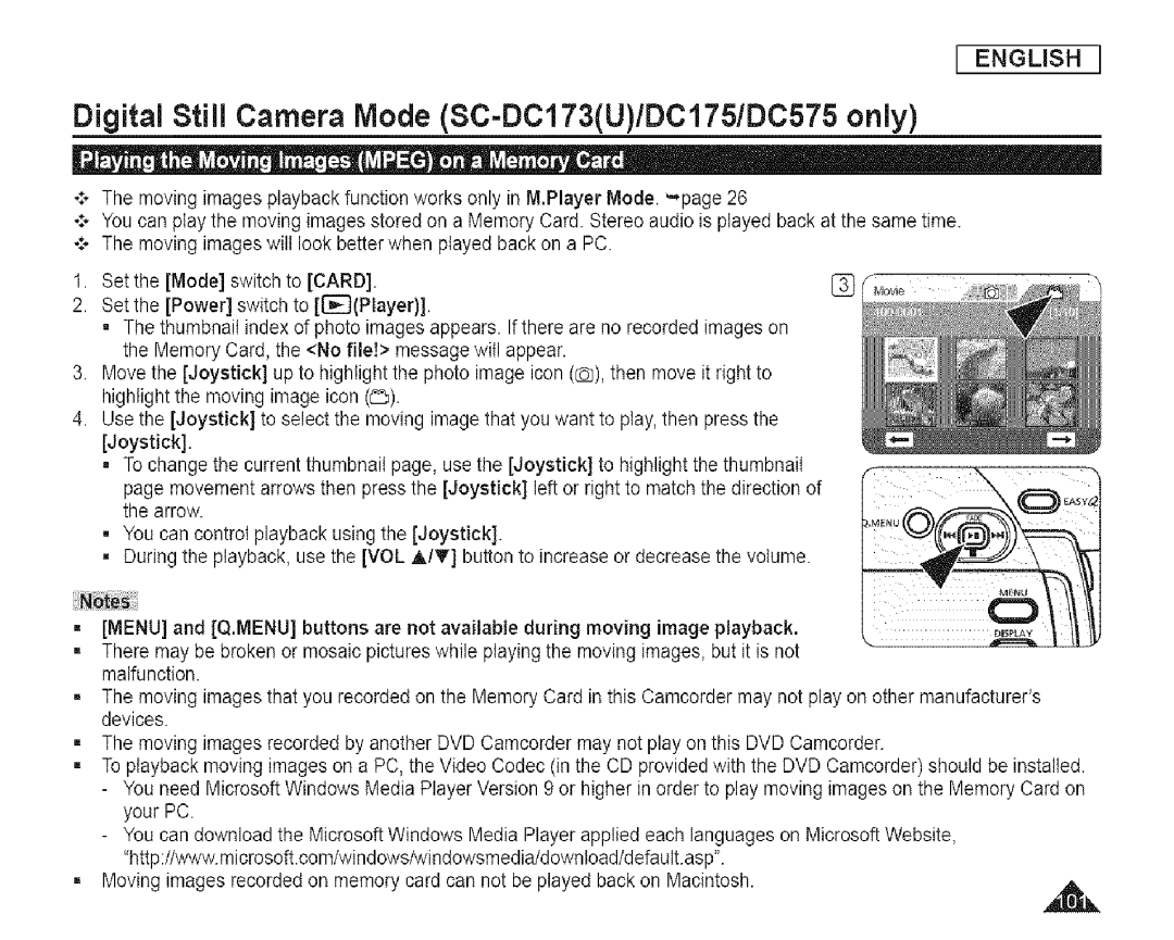 Samsung SC-DCl 73(U) manual Digital Still Camera Mode SC-DC173U/DCI75/DC575 only 