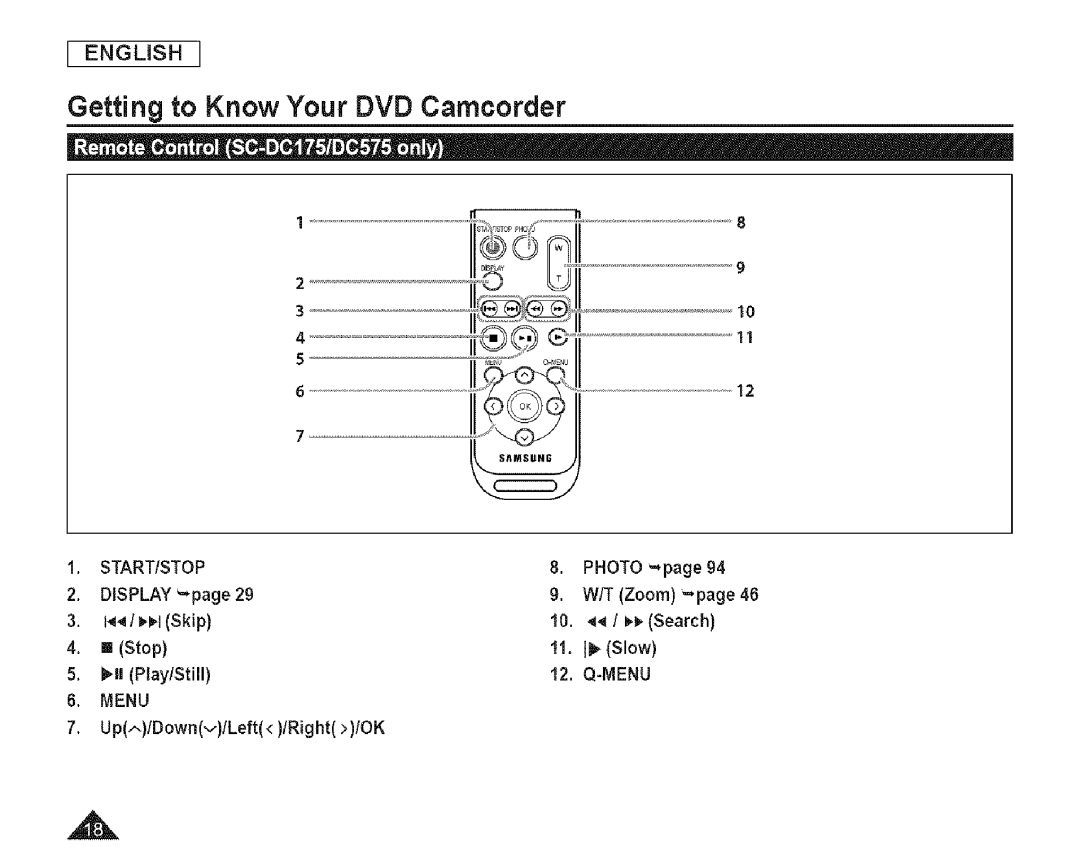 Samsung SC-DCl 73(U) manual Play/Still 6, Menu 