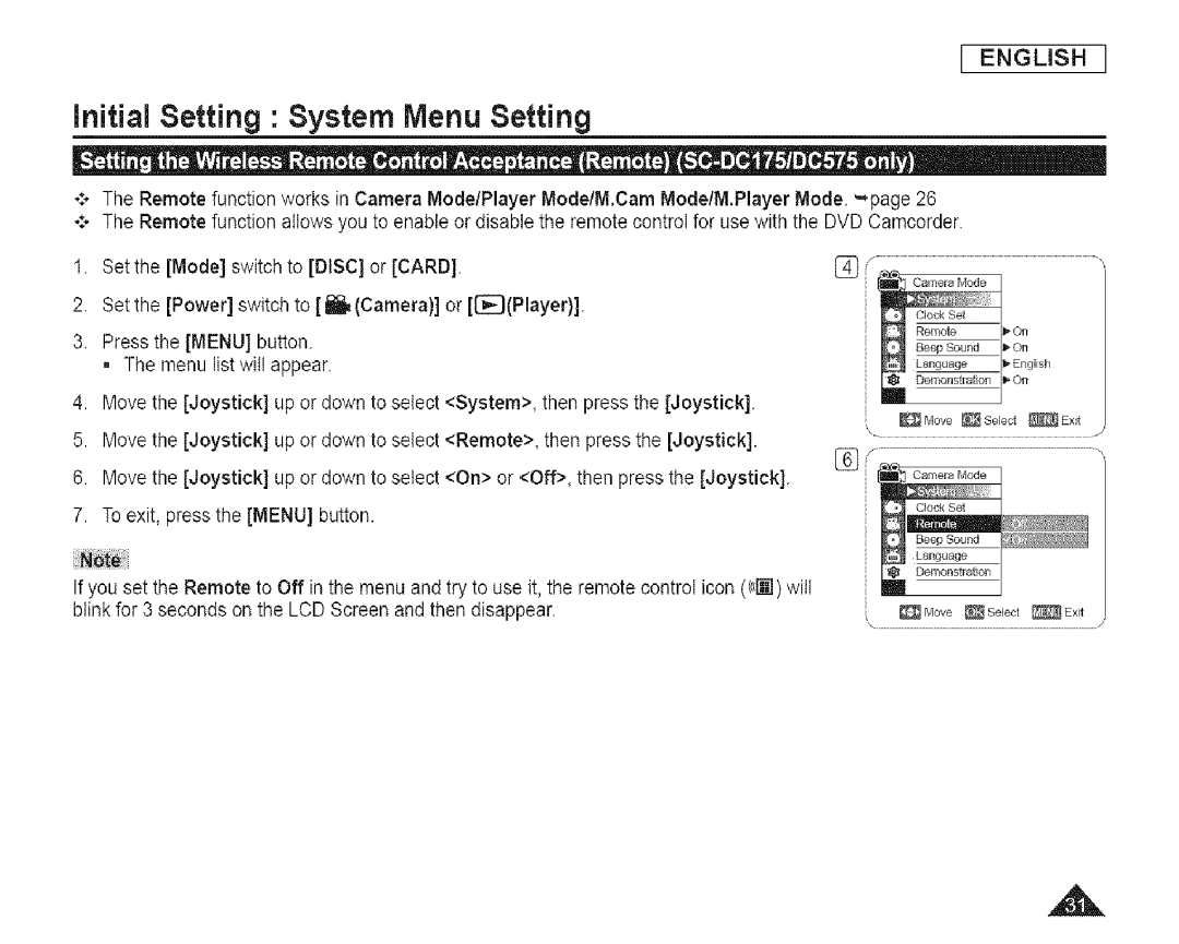 Samsung SC-DCl 73(U) manual Move Select ExJt 