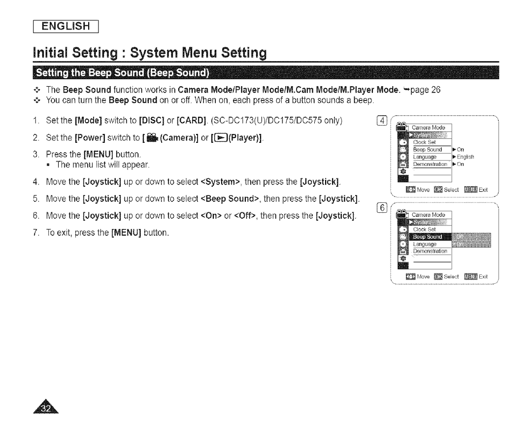 Samsung SC-DCl 73(U) manual MoveSelecKxJt 