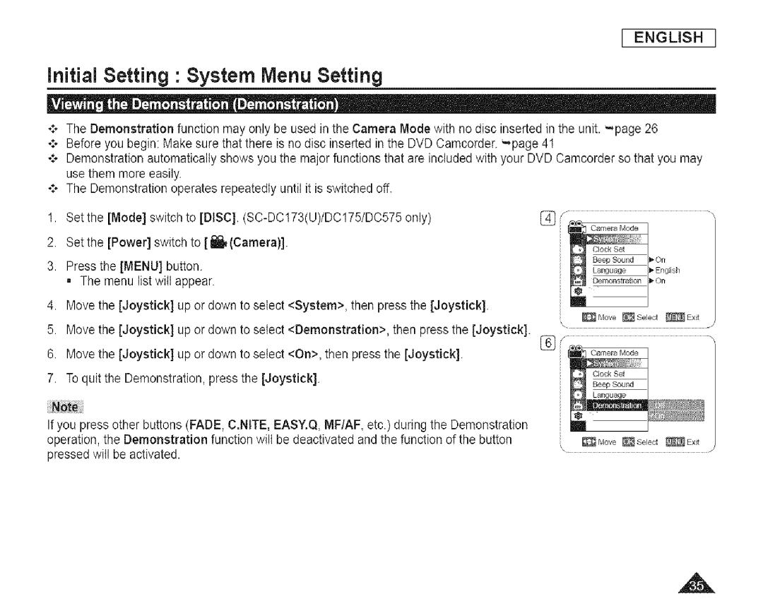 Samsung SC-DCl 73(U) manual Move Select ExJt 