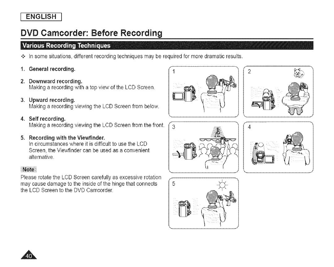 Samsung SC-DCl 73(U) manual DVD Camcorder Before Recording 