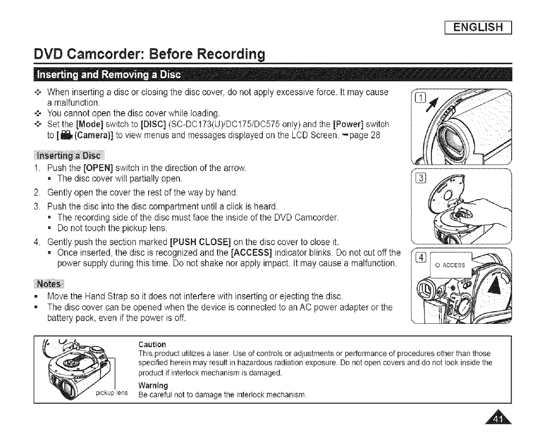 Samsung SC-DCl 73(U) manual Product if interlock mechanism is damaged 