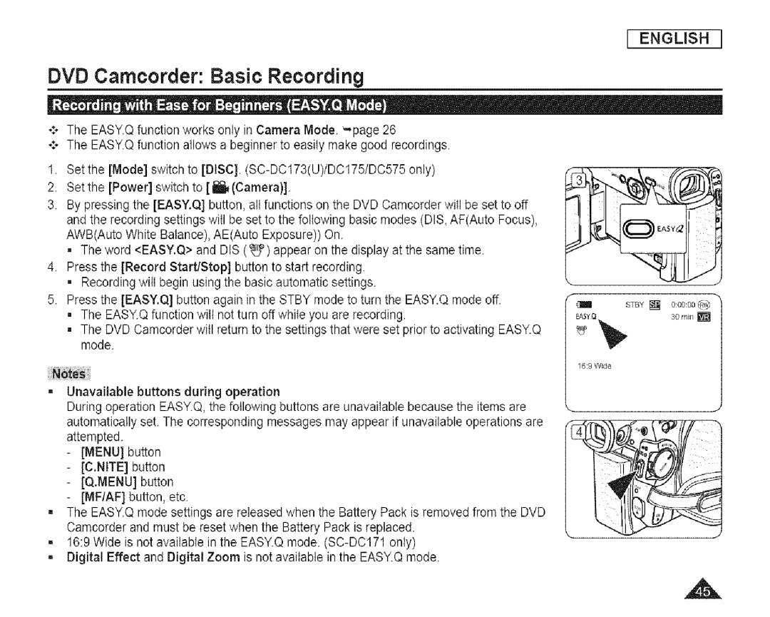 Samsung SC-DCl 73(U) manual Mill 