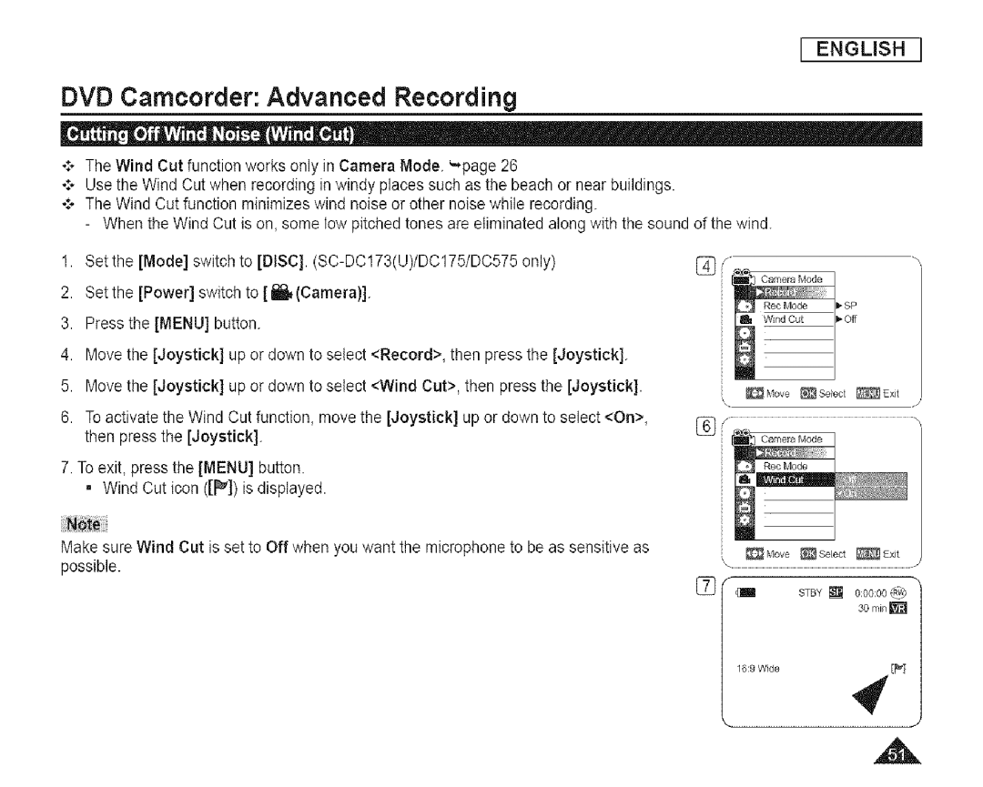 Samsung SC-DCl 73(U) manual DVD Camcorder Advanced Recording 