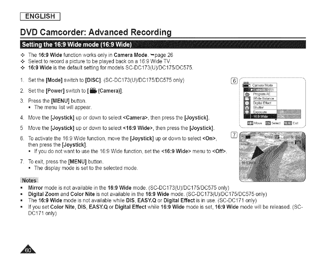 Samsung SC-DCl 73(U) manual DVD Camcorder Advanced Recording 