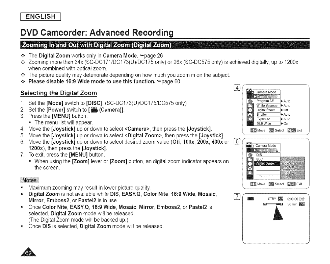 Samsung SC-DCl 73(U) manual Move Select Exit 