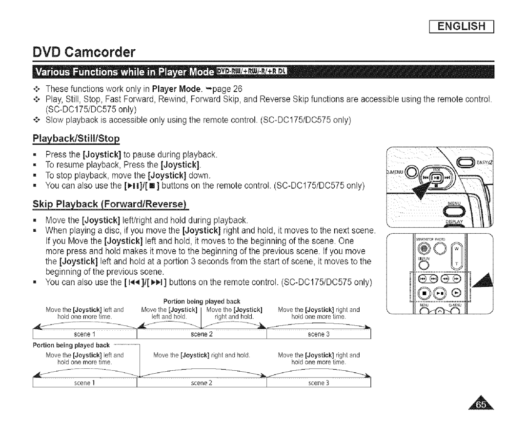 Samsung SC-DCl 73(U) manual Playback/Still/Sto 