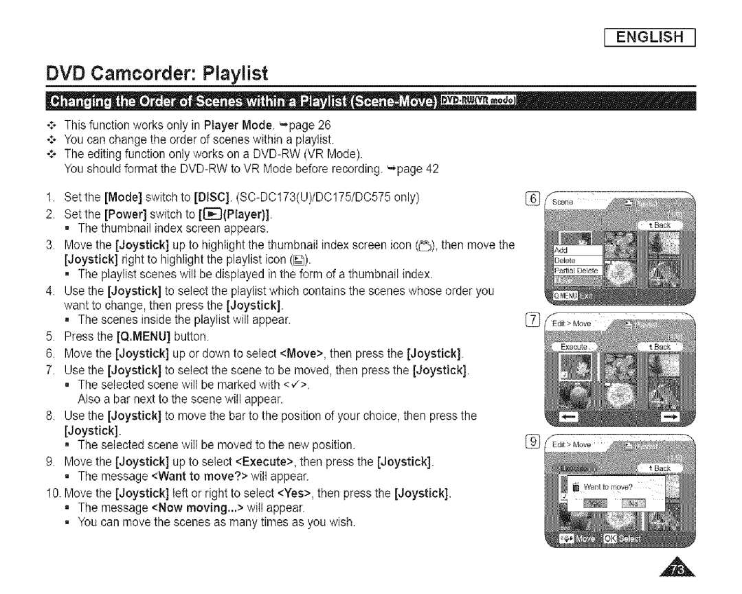 Samsung SC-DCl 73(U) manual EditMove 