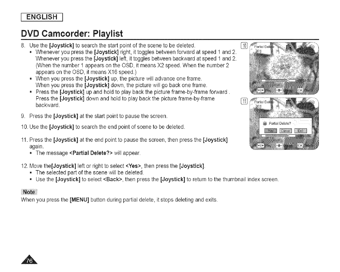 Samsung SC-DCl 73(U) manual DVD Camcorder Playlist 