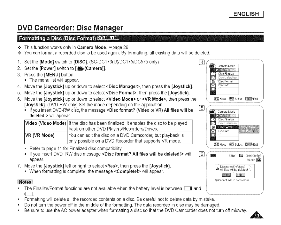 Samsung SC-DCl 73(U) manual Ove SeLect Exit 