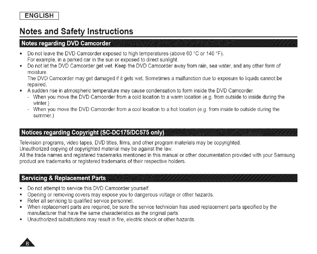 Samsung SC-DCl 73(U) manual Englbh 