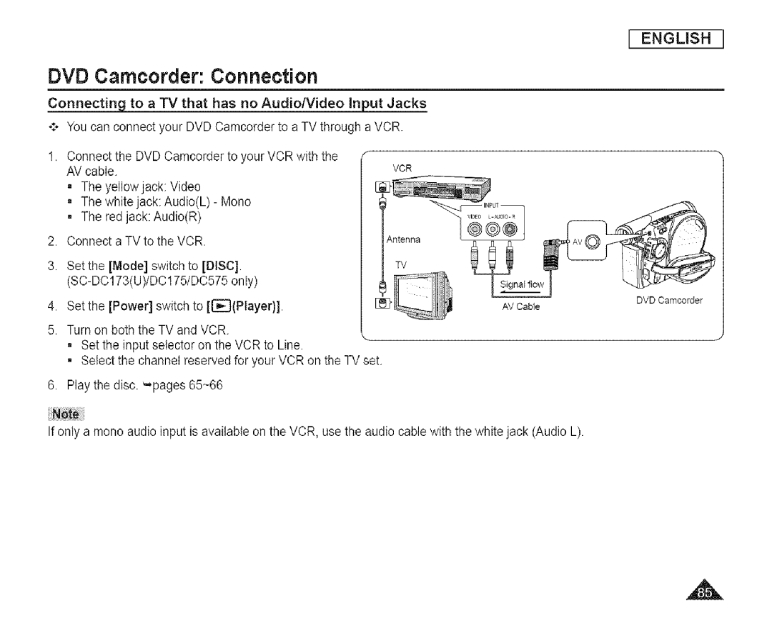 Samsung SC-DCl 73(U) manual Connecting to a TV that has no Audio/Video input Jacks 