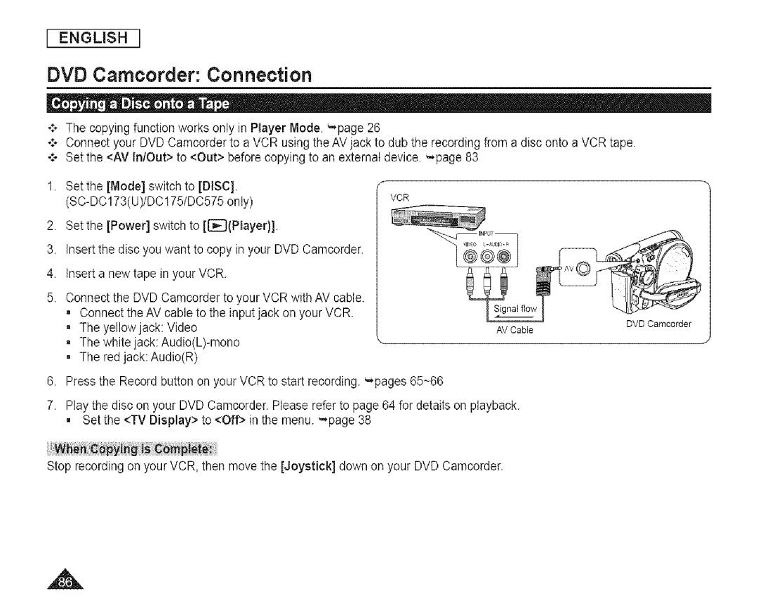 Samsung SC-DCl 73(U) manual Vcr 