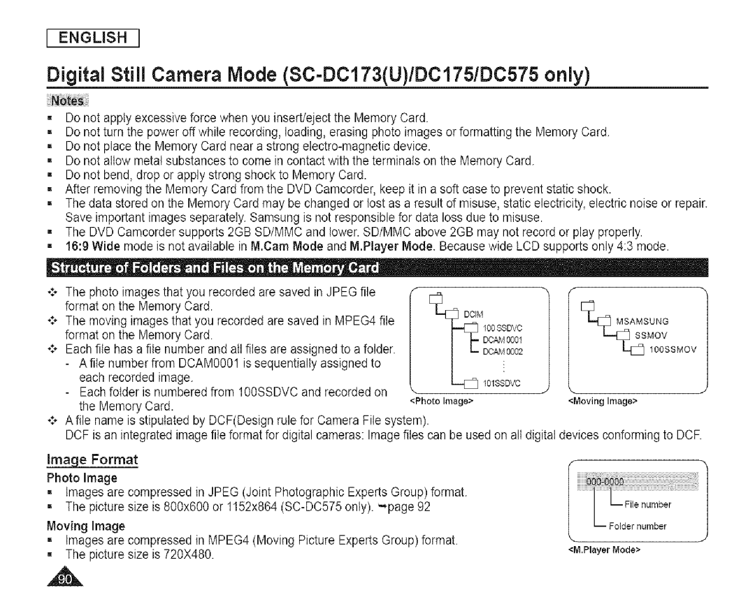 Samsung SC-DCl 73(U) manual Format, Moving Image 