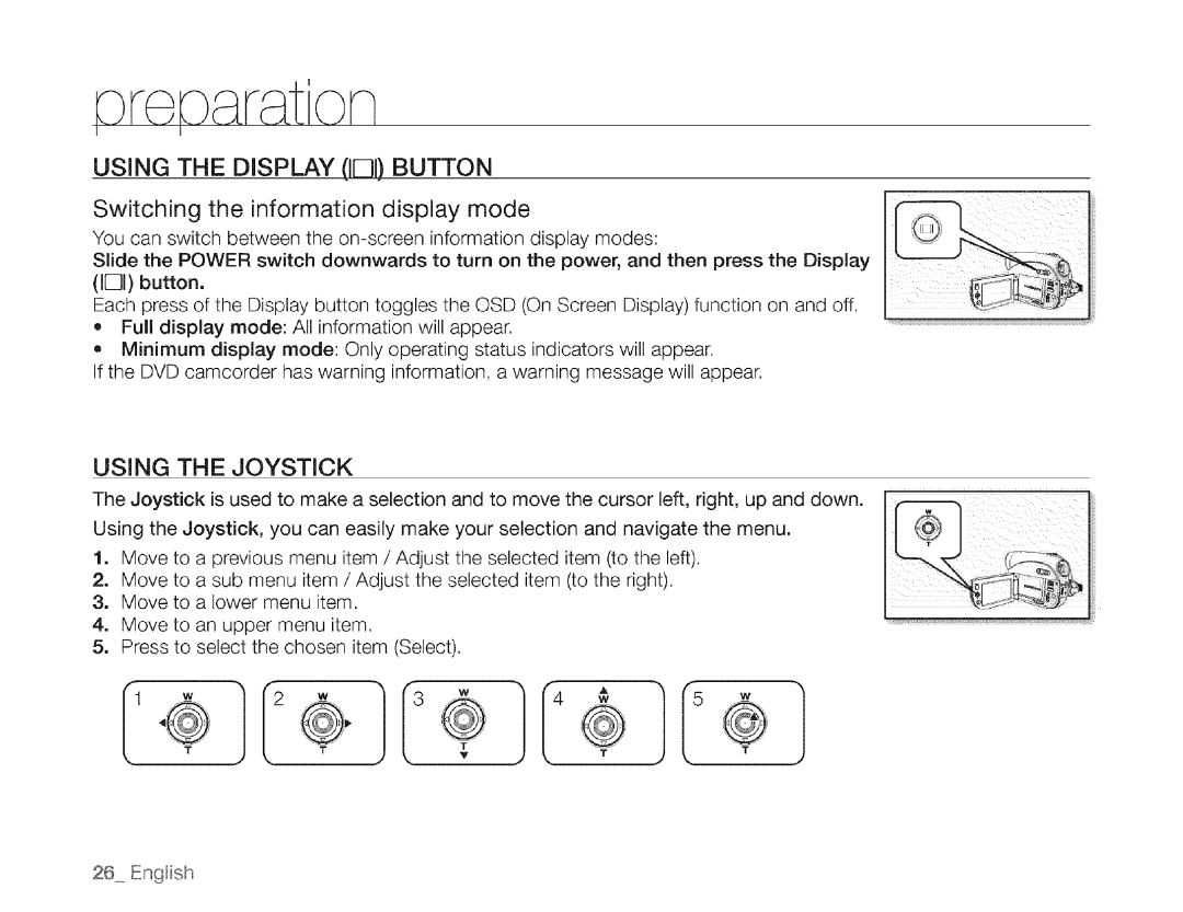 Samsung SC-DXIO3 manual Using the Display IEI Button, Switching the information display mode, Using the Joystick 