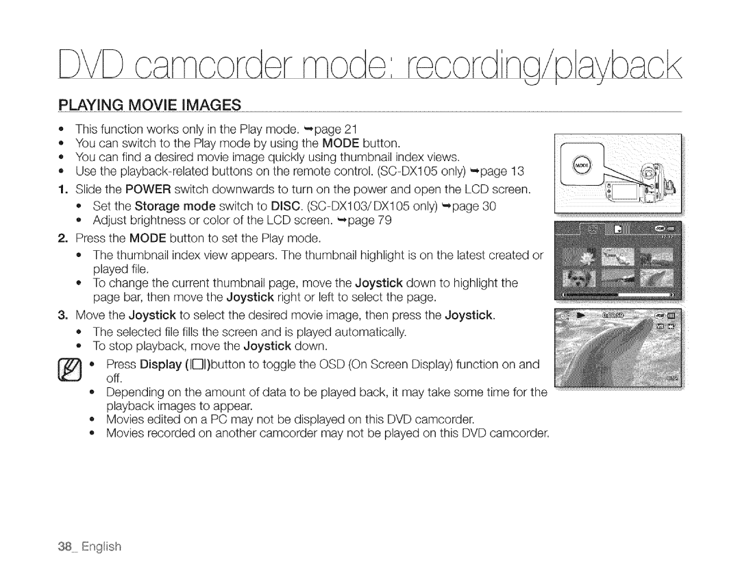 Samsung SC-DXIO3 manual DVD rr, Playing Movie Images 