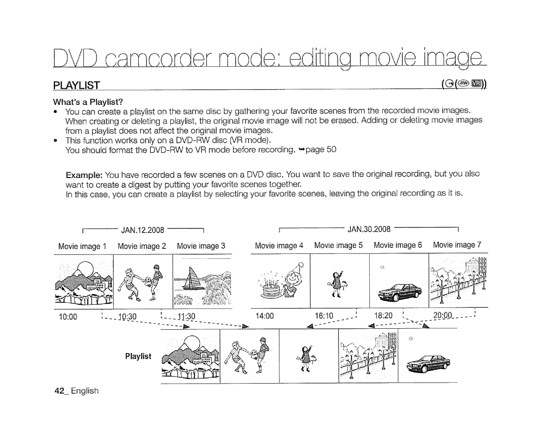 Samsung SC-DXIO3 manual Amcorder mode edting moveimage, Playlist 