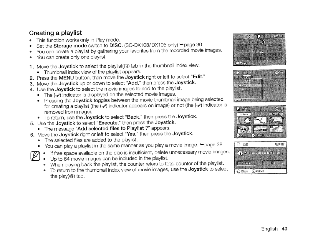 Samsung SC-DXIO3 manual Creating a playlist 