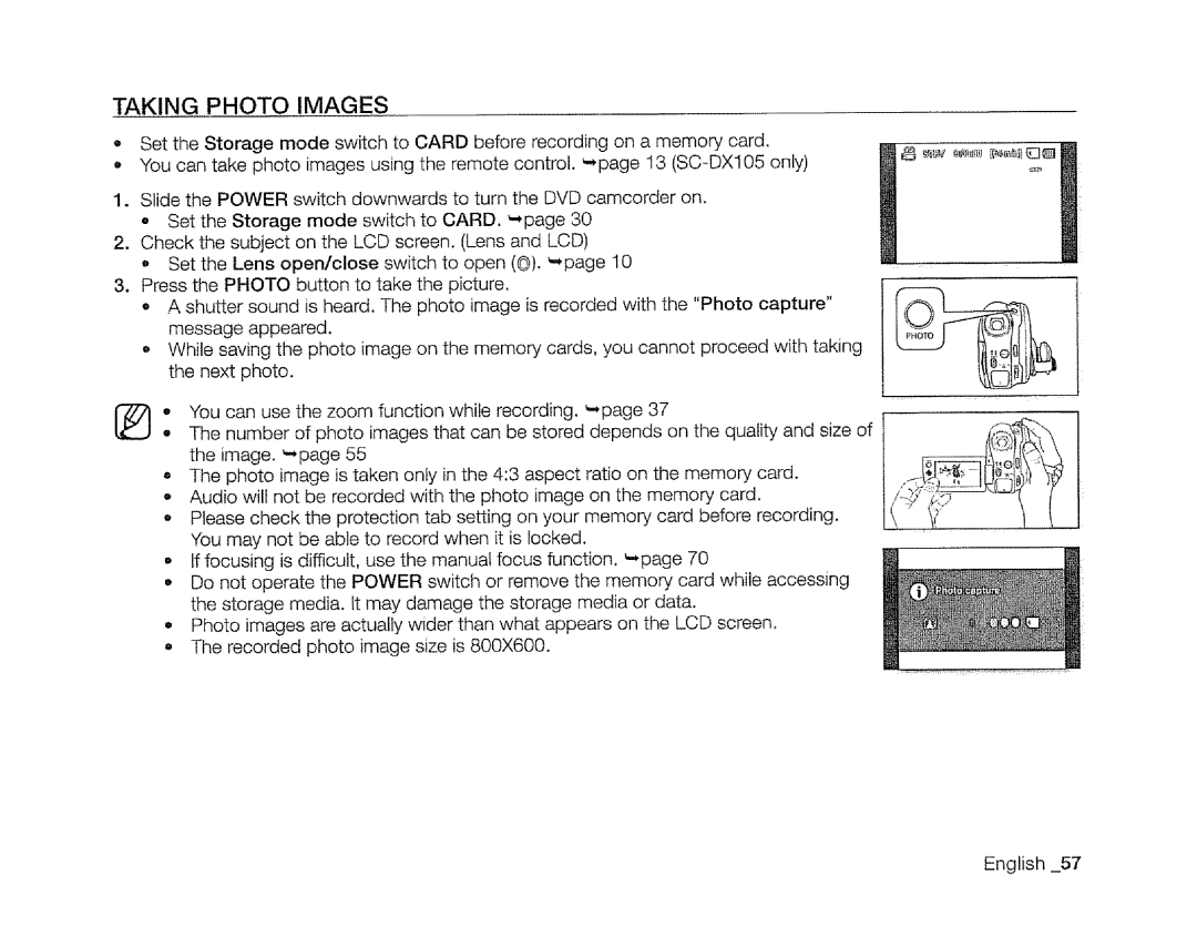 Samsung SC-DXIO3 manual Taking Photo Images 