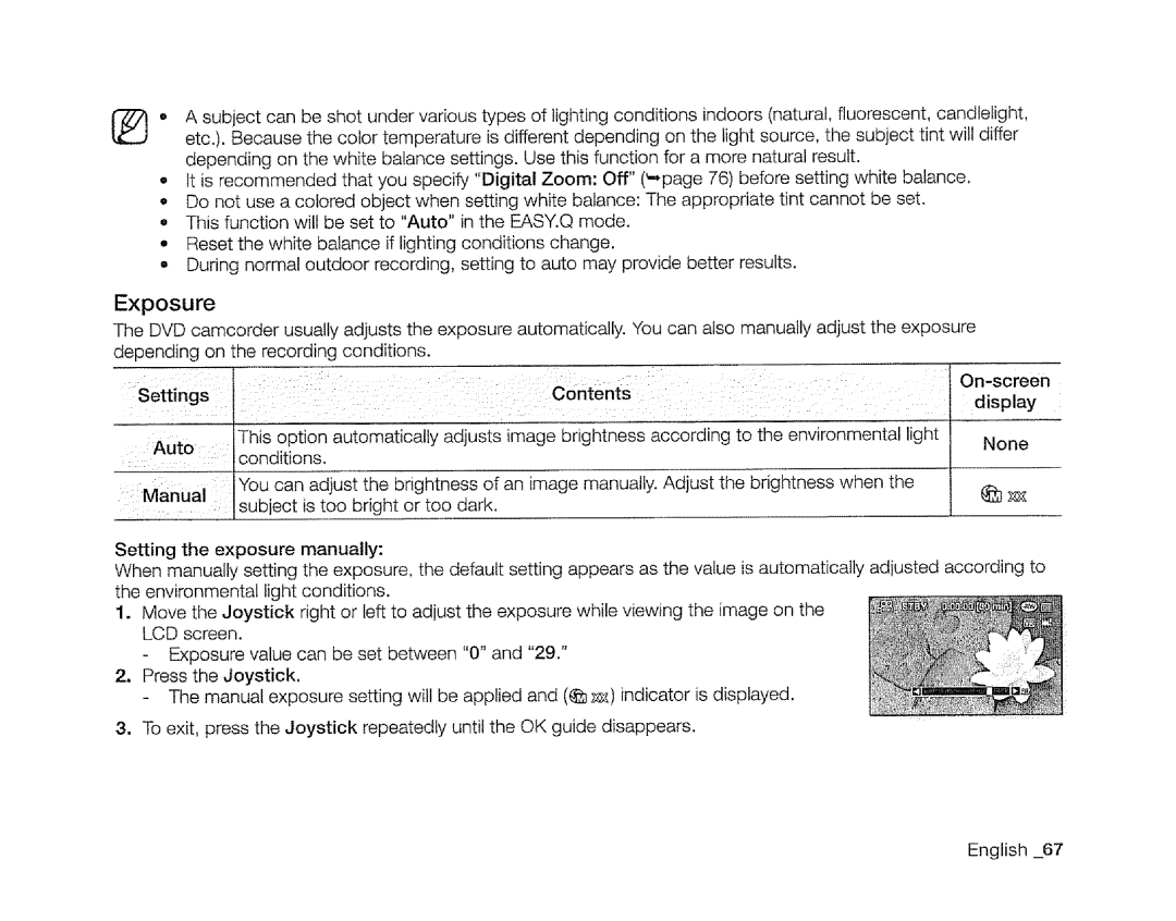 Samsung SC-DXIO3 manual Exposure 