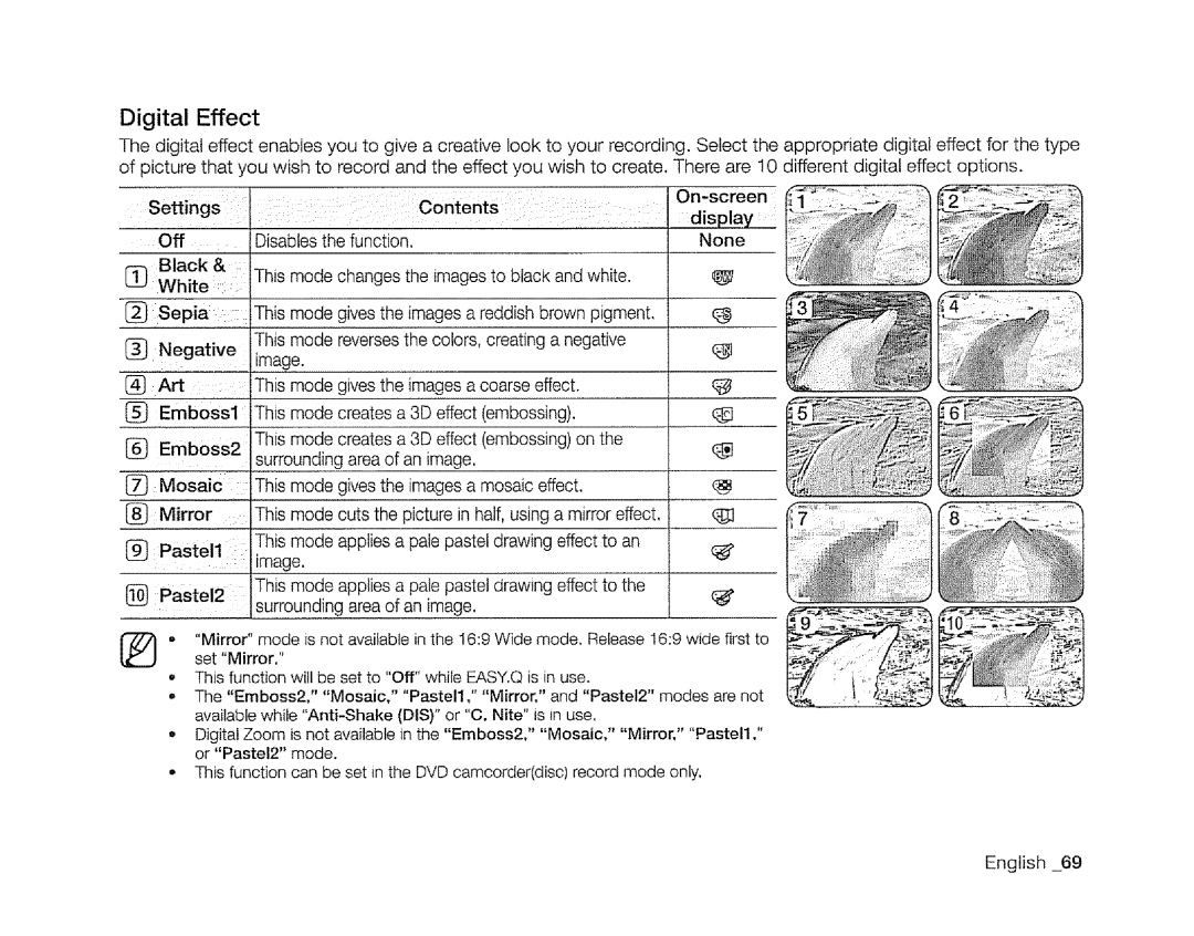 Samsung SC-DXIO3 manual Digital Effect 