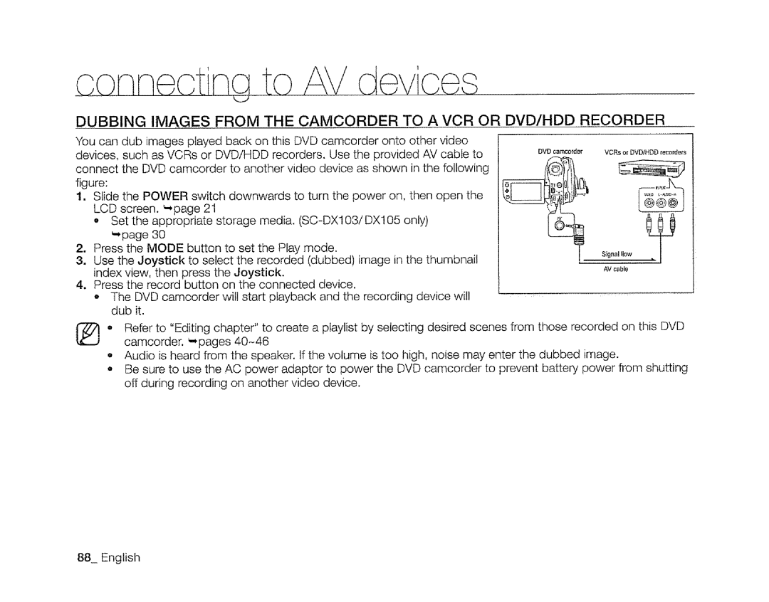 Samsung SC-DXIO3 manual VCRs or DVD/HDD recorders Signal flow 