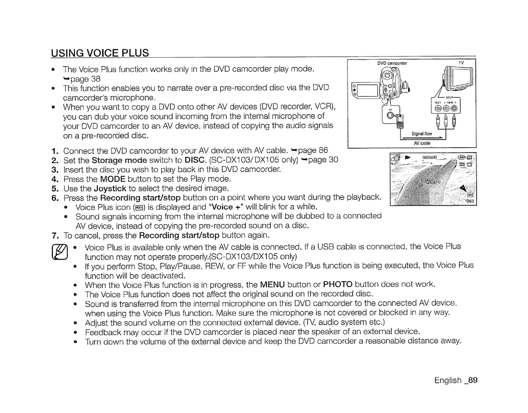 Samsung SC-DXIO3 manual Using Voice Plus 