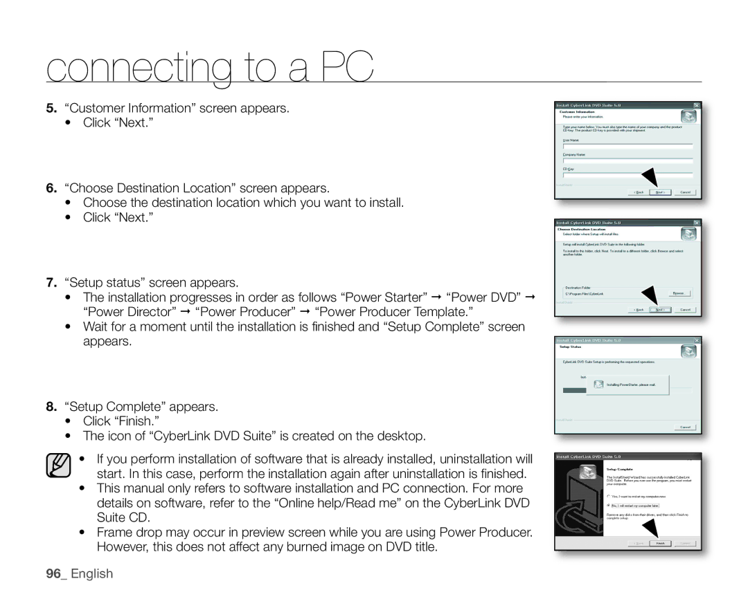 Samsung SC-HMX20C user manual Connecting to a PC 