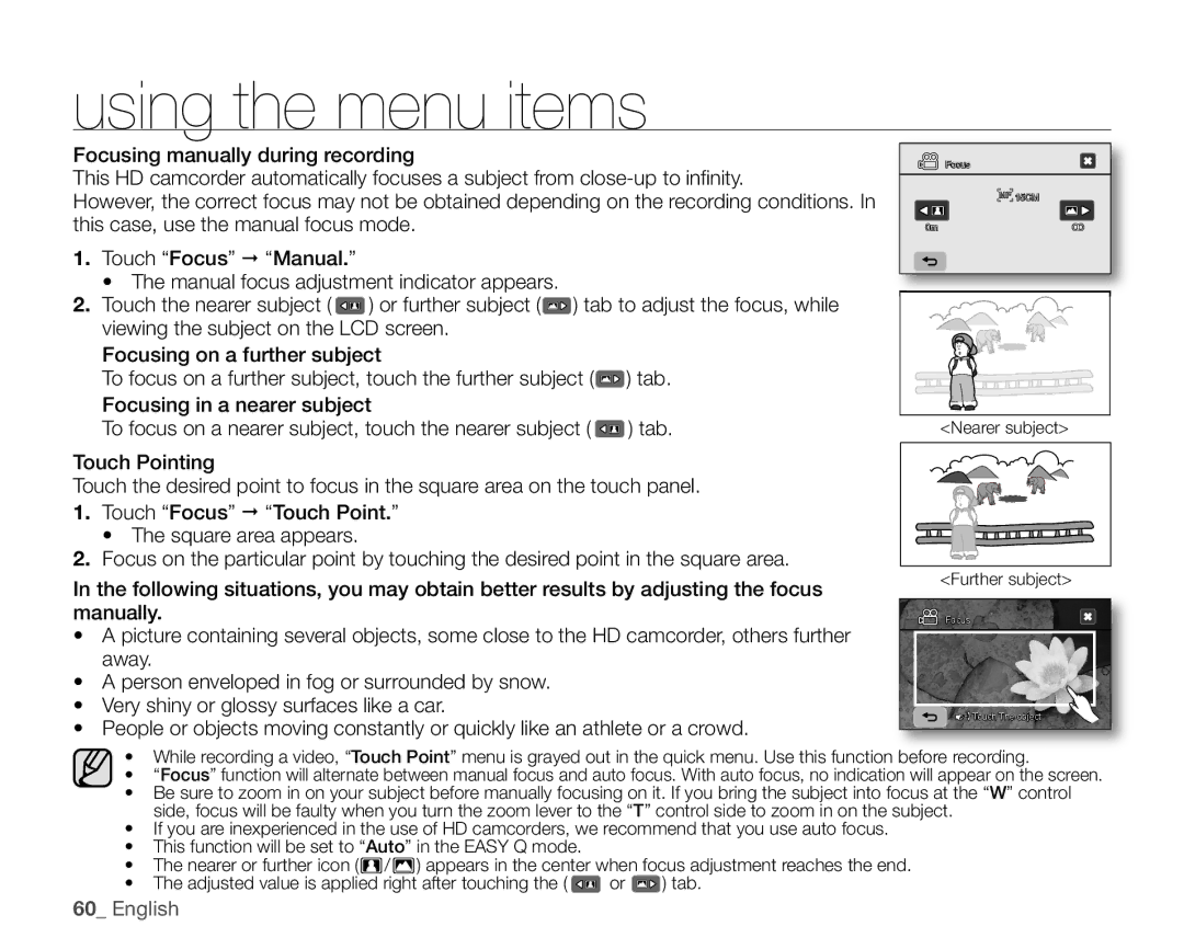 Samsung SC-HMX20C user manual Nearer subject 