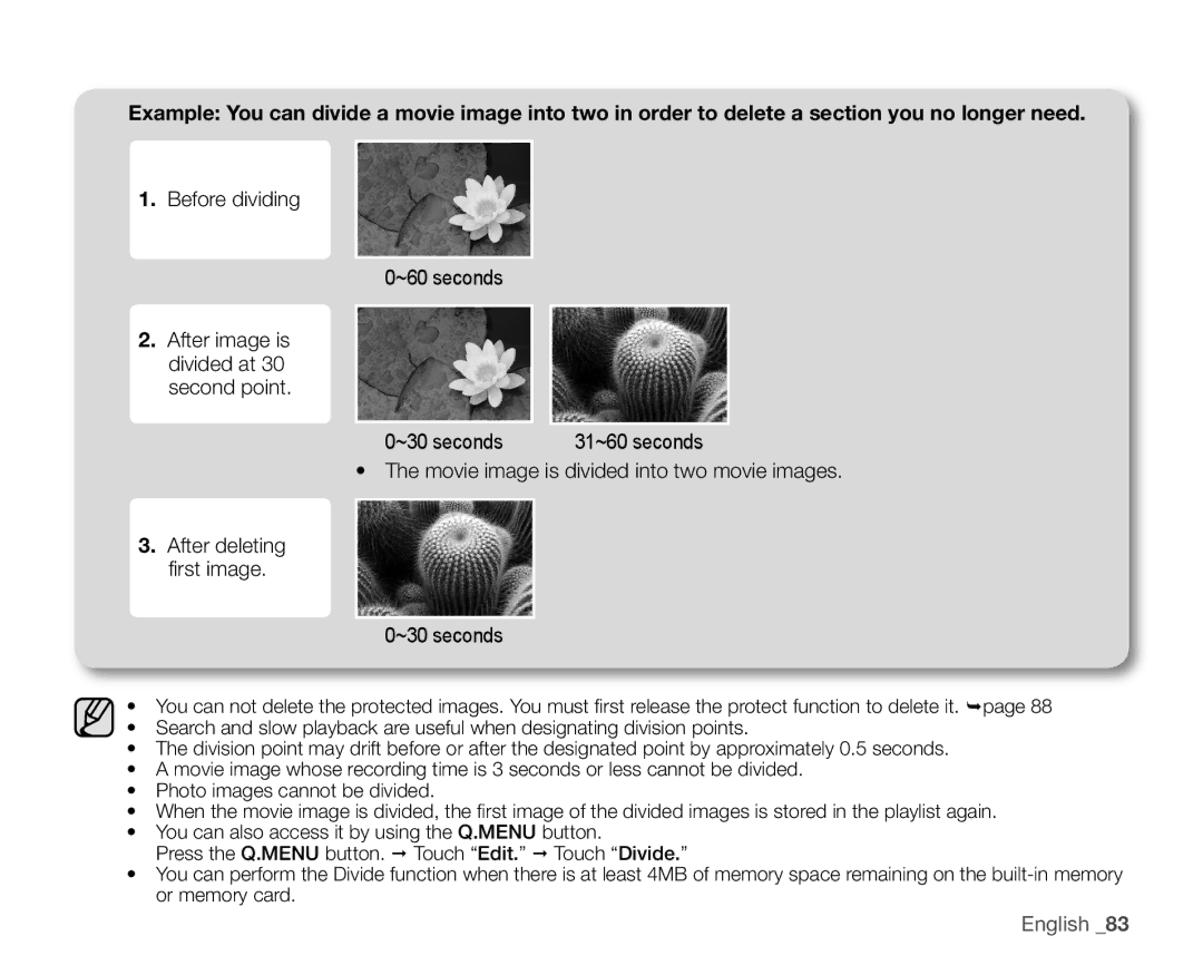 Samsung SC-HMX20C user manual ~30 seconds 