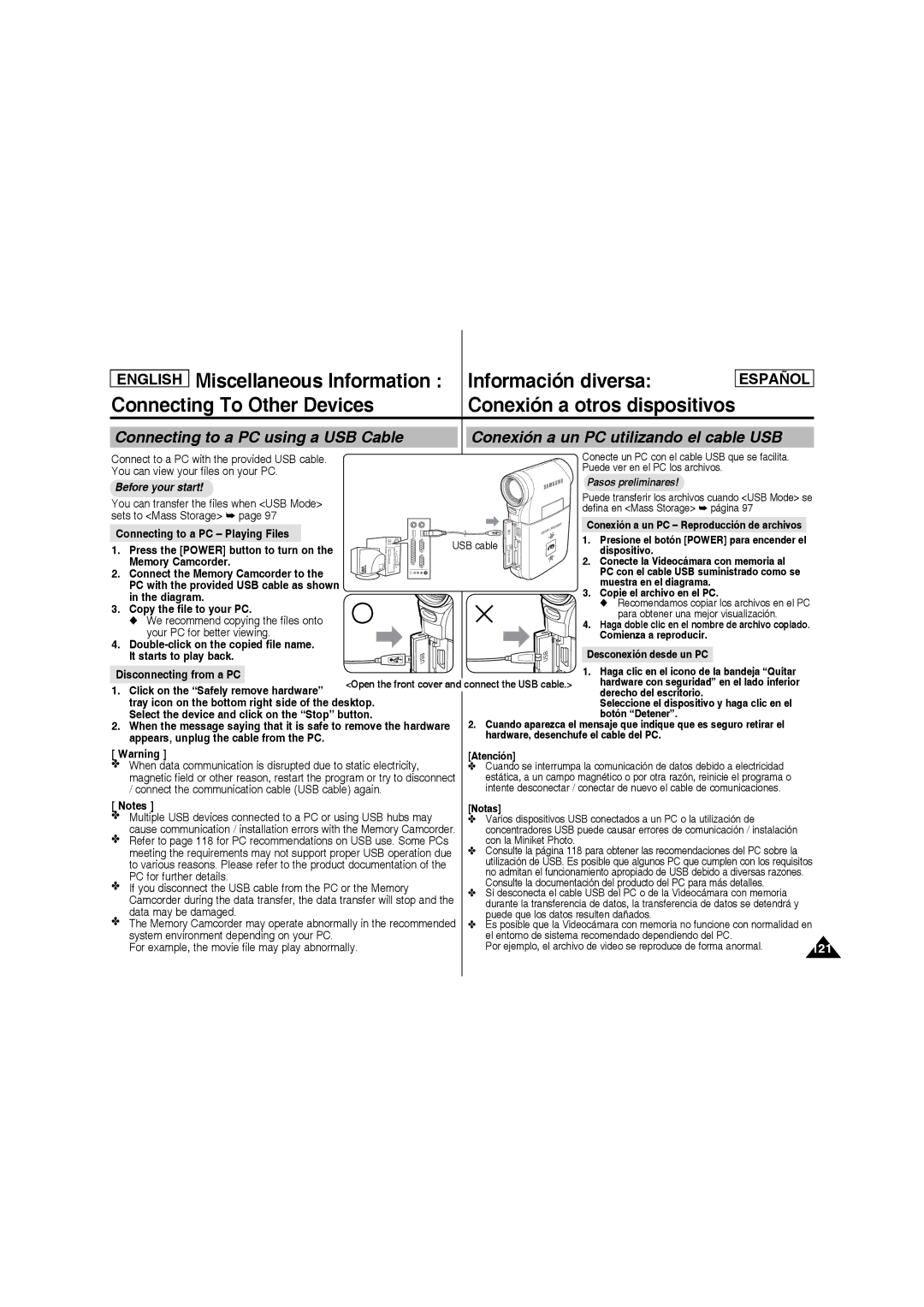 Samsung SC-MM10S manual Connecting to a PC Playing Files, Diagram, Copy the file to your PC, Your PC for better viewing 