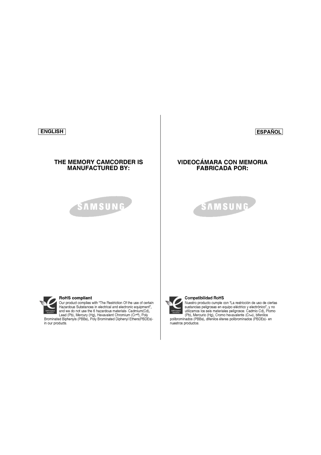 Samsung SC-MM10S manual RoHS compliant, Compatibilidad RoHS 