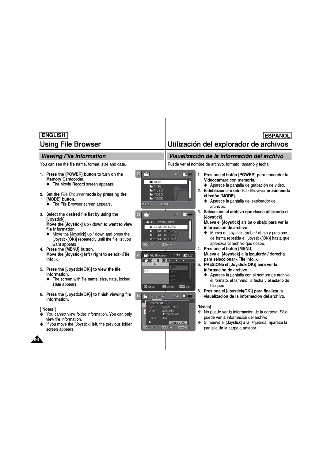 Samsung SC-MM10S manual Viewing File Information 