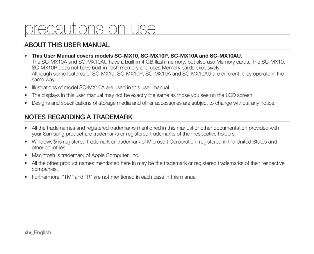 Samsung SC-MX10 user manual XivEnglish 