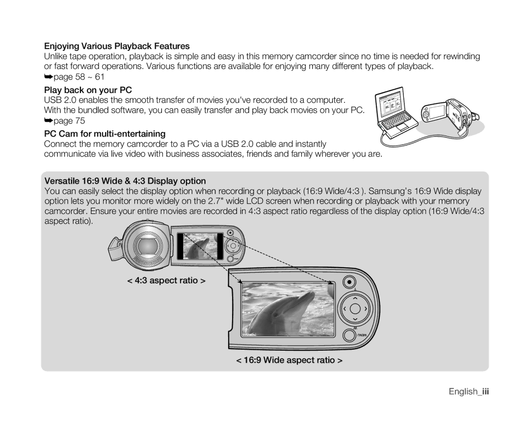 Samsung SC-MX10 user manual Enjoying Various Playback Features, Englishiii 