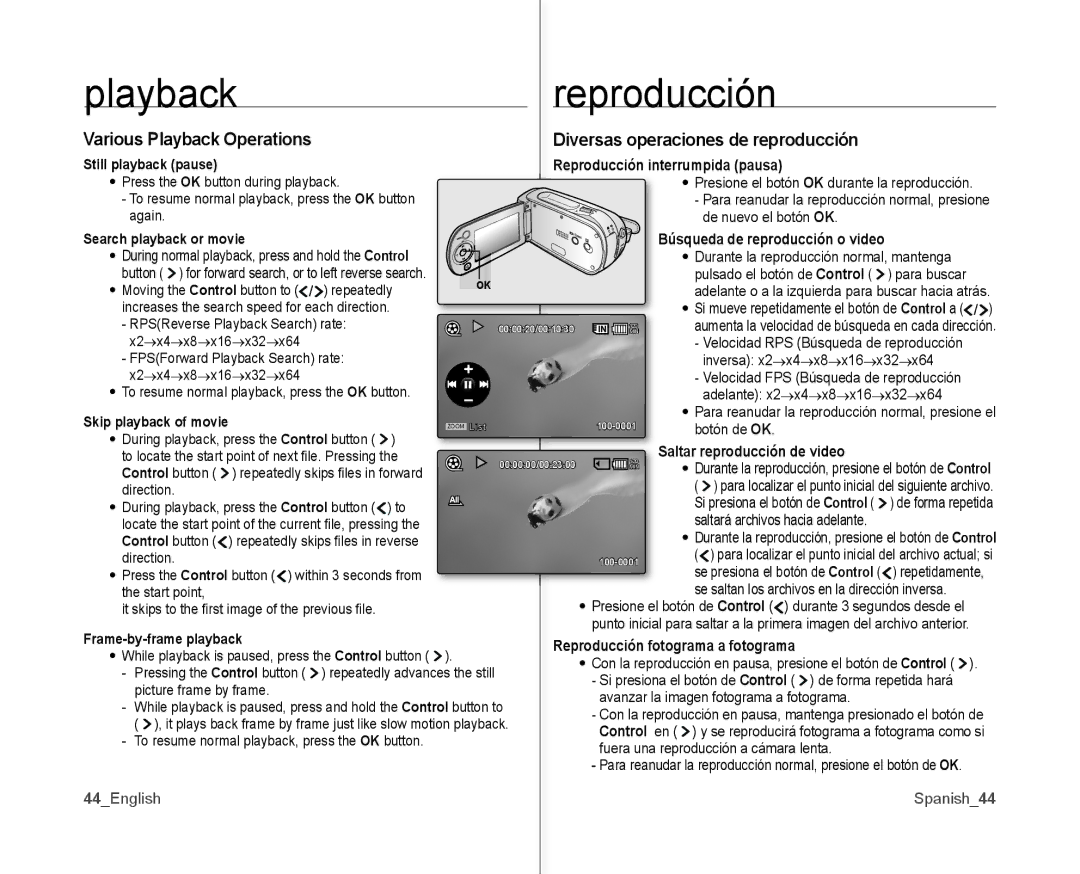 Samsung SC-MX10AU user manual Diversas operaciones de reproducción 