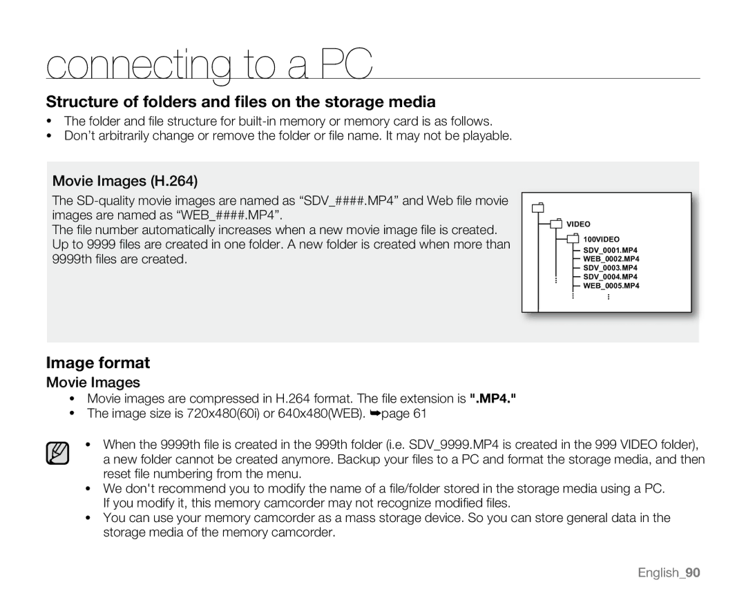 Samsung SC-MX20H, SC-MX20ER, SC-MX20EL, SC-MX20B, SC-MX20CH, sc-mx20r, SC-MX20L user manual Movie Images H.264 