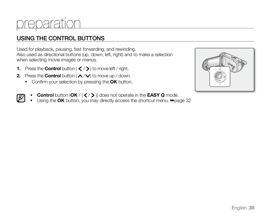 Samsung SC-MX20H, SC-MX20ER, SC-MX20EL, SC-MX20B, SC-MX20CH, sc-mx20r, SC-MX20L user manual Using the Control Buttons 