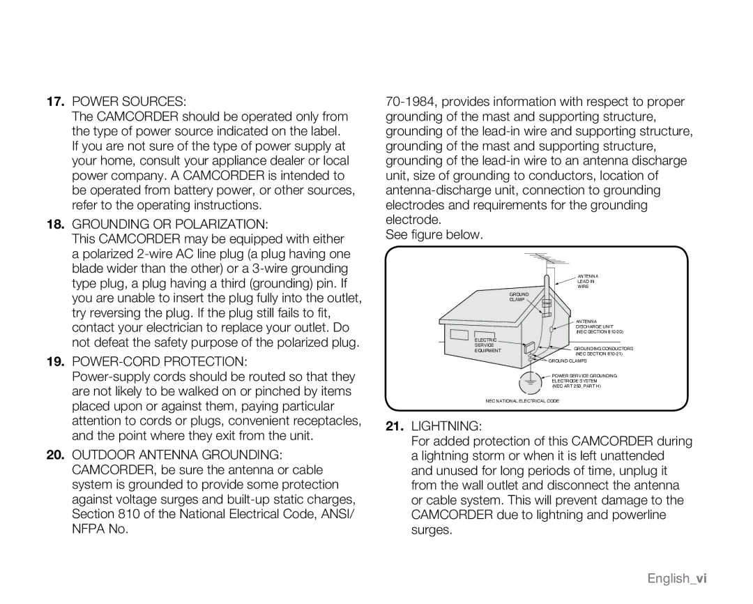 Samsung SC-MX20CH, SC-MX20H, SC-MX20ER, SC-MX20EL, SC-MX20B, sc-mx20r, SC-MX20L user manual Power Sources 